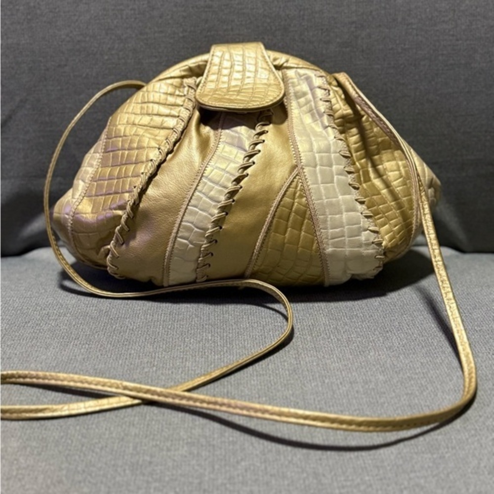 Vintage Park Avenue International Leather Gold Patchwork Purse